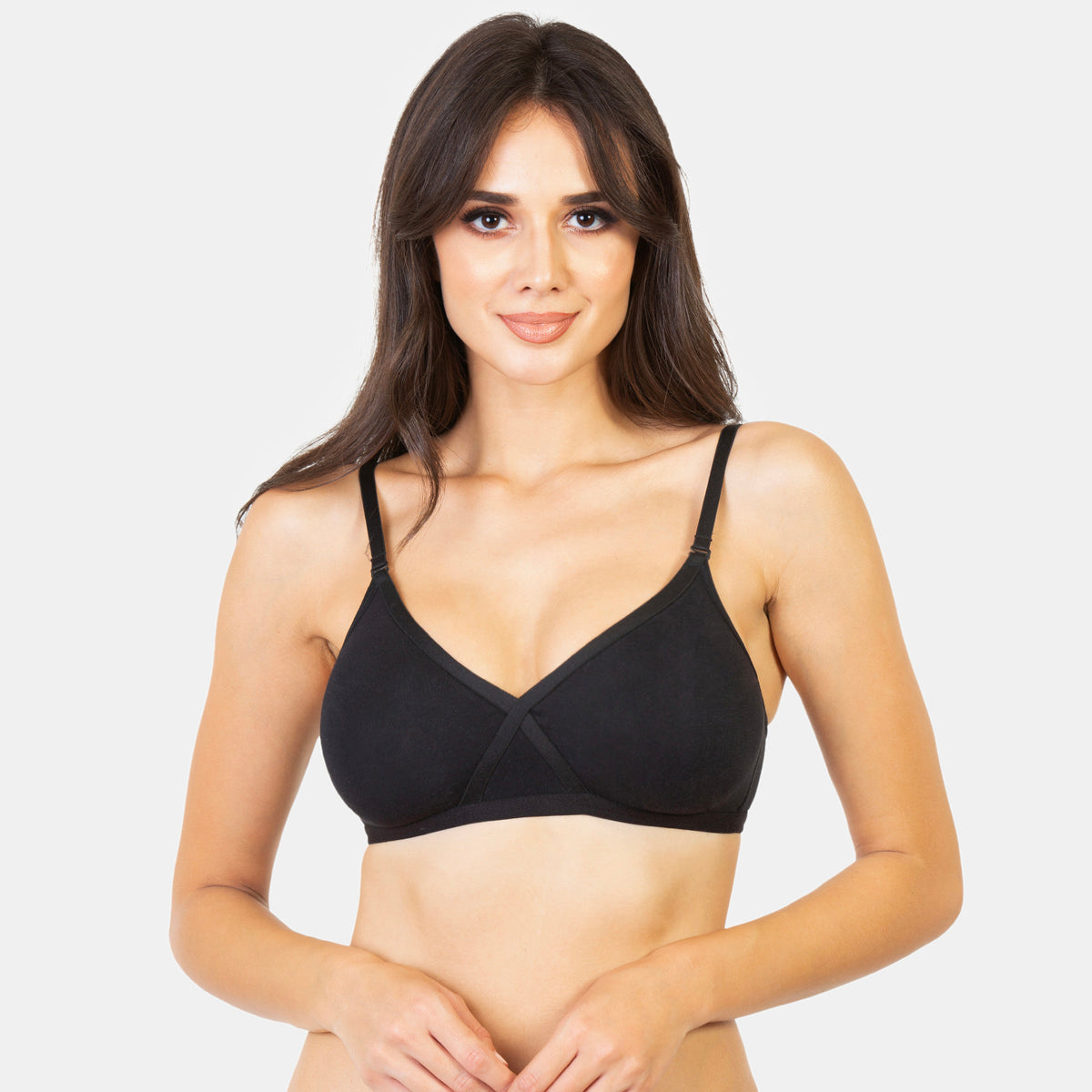 Envie Non-Padded Non-Wired 3/4th Coverage T-Shirt Bra - NVB1040 (Black)