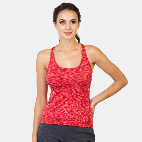 Envie Athletic Fit Round Neck Short Length Tank Top - NVC3011 (True Red)
