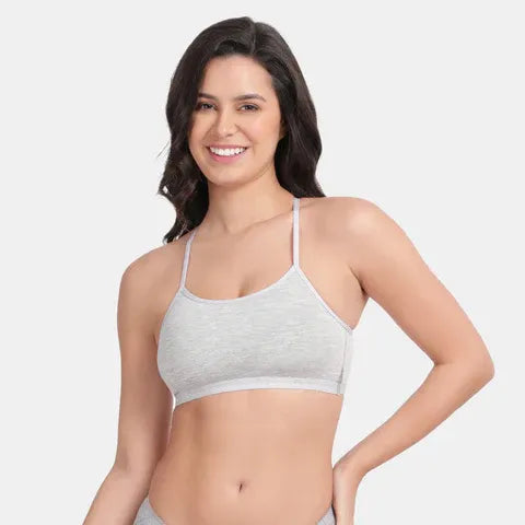 Soft comfortable girls bra grey melange Envie 3/4th coverage non wired non padded lightweight beginners bra for teens