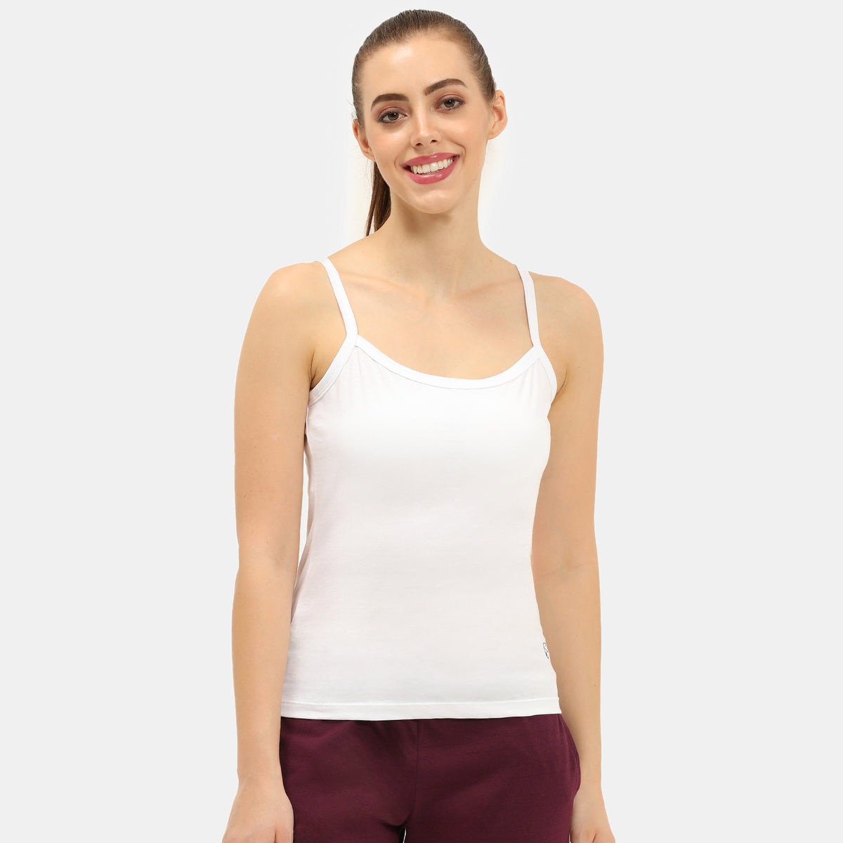 Envie Regular Fit Round Neck Short Length Basic Camisole - NVC3021 (White)