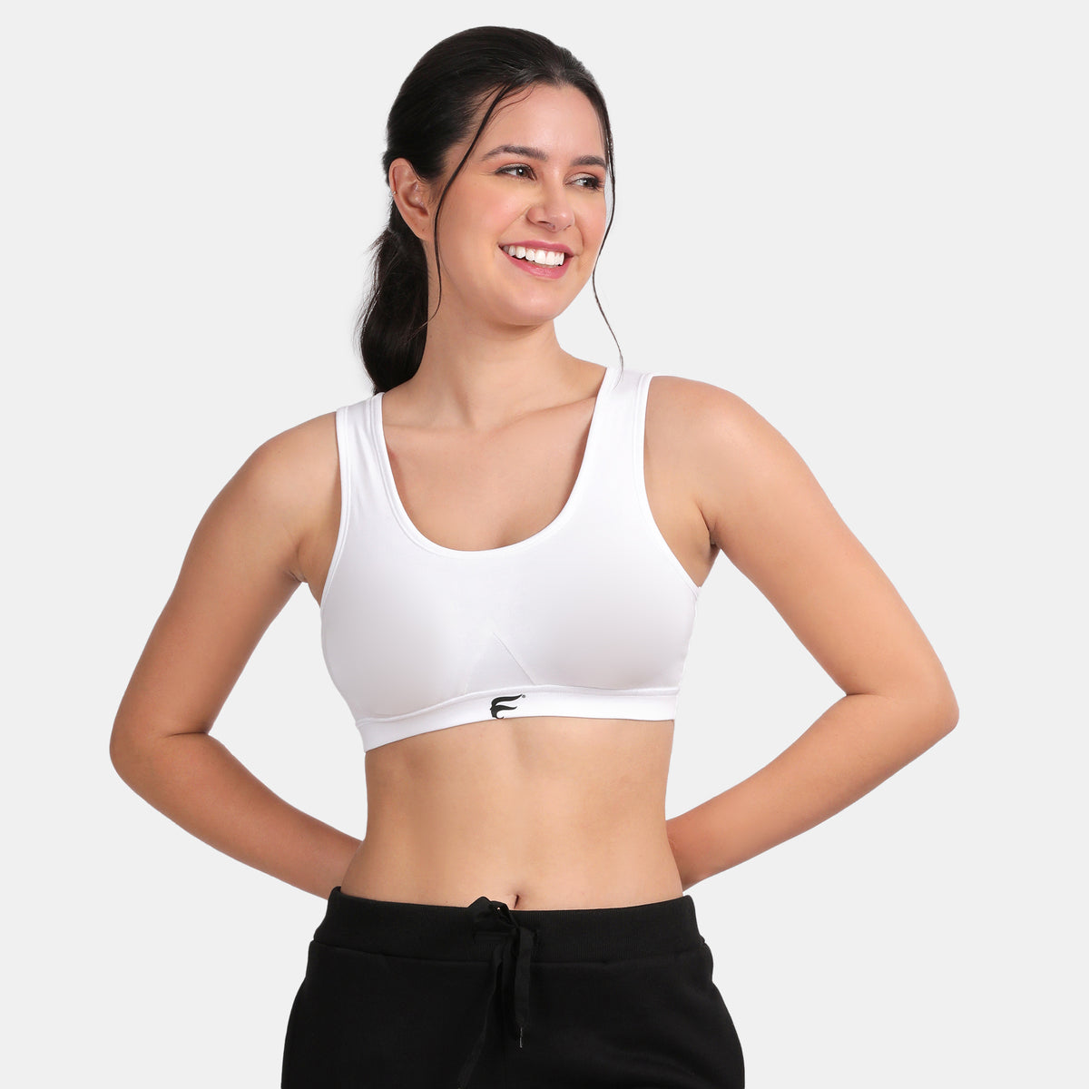 Envie Padded Non-Wired 3/4th Coverage Racerback Sports Bra - NVB1124 (White)