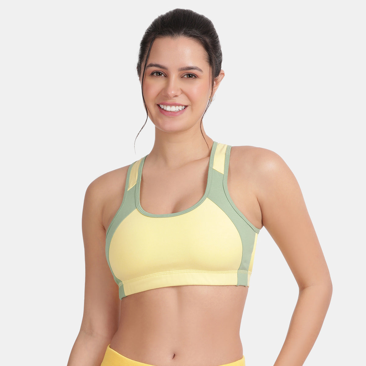 Envie Padded Non-Wired Full Coverage Sports Bra - NVB1051 (Fair Green - Yellow)