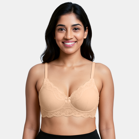 Envie Padded Non-Wired 3/4th Coverage Lace Bra - NVB1151 (Nude)