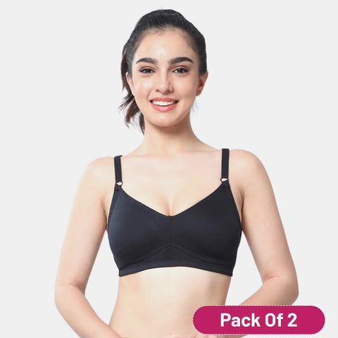 Envie Value+ Non-Padded Non-Wired Full Coverage T-Shirt Bra - NVB1092 (Black)