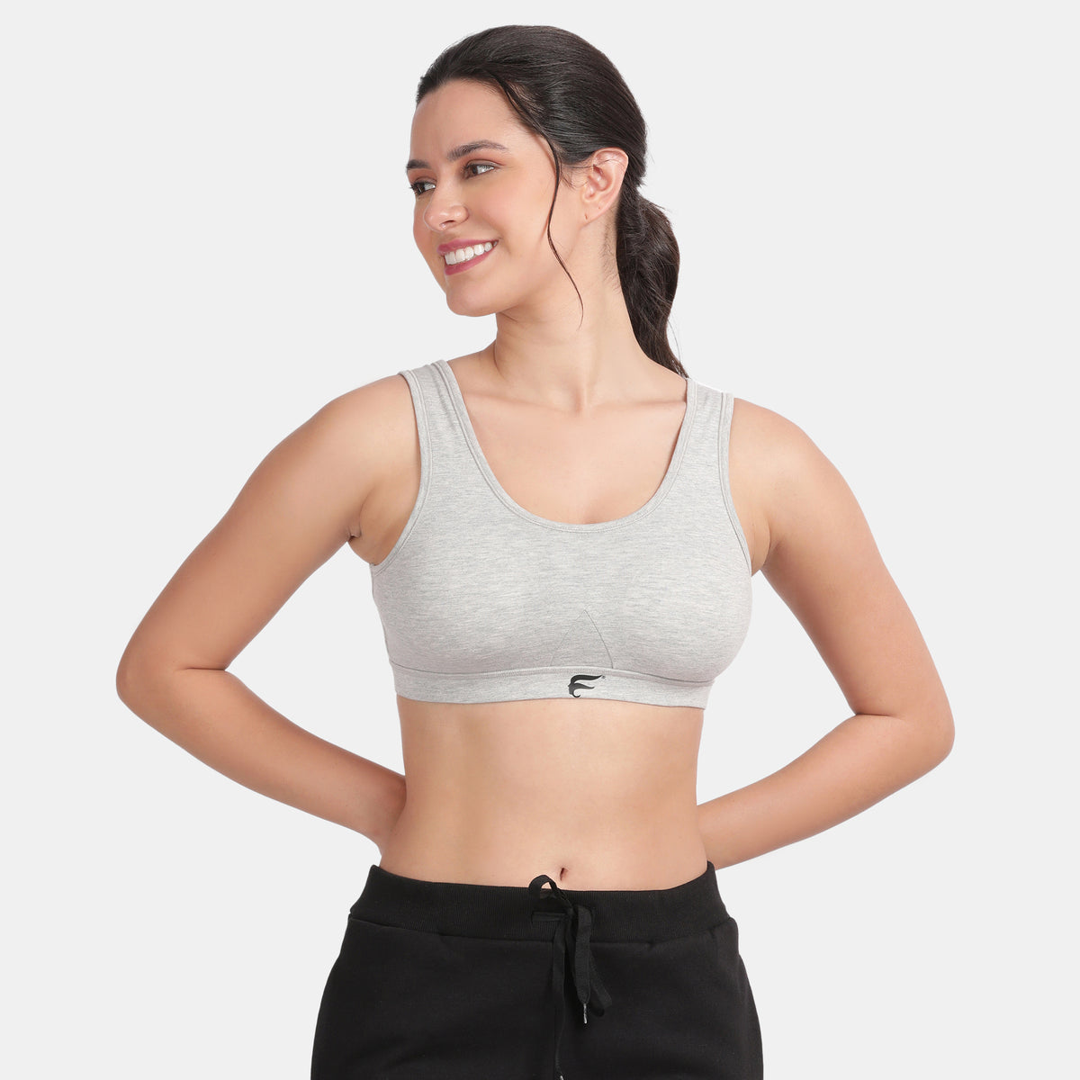 Envie Padded Non-Wired 3/4th Coverage Racerback Sports Bra - NVB1124 (Grey Melange)