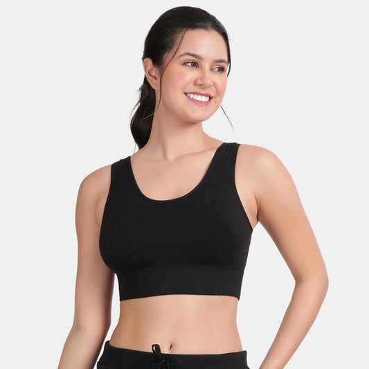 Envie Padded Non-Wired Full Coverage Sports Bra With Removable Padding - NVB1127 (Black)