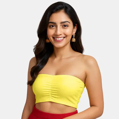 Seamless yellow bandeau bra Envie medium coverage lightweight comfortable bra for tube tops and dresses