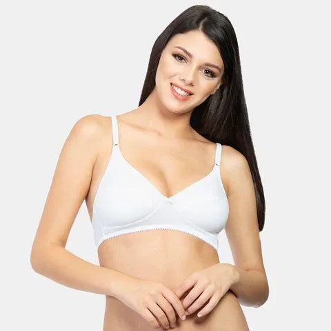 Non padded non wired minimiser bra Envie NVB1001 white breathable fabric everyday support bra for women