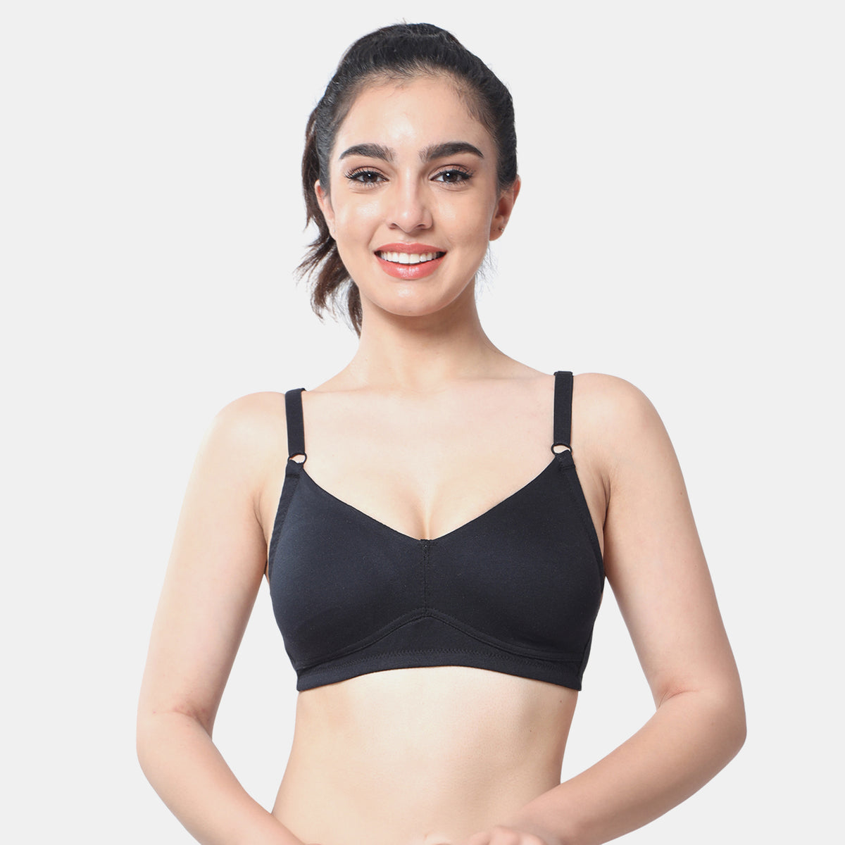Envie Non-Padded Non-Wired Full Coverage T-Shirt Bra - NVB1092 (Black)