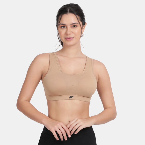 Envie Padded Non-Wired 3/4th Coverage Racerback Sports Bra - NVB1124 (Nude)