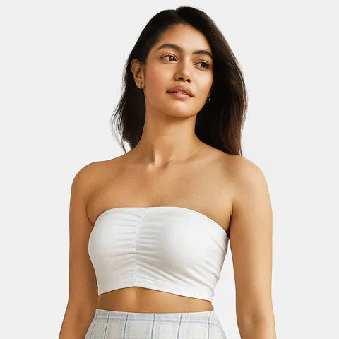 Envie bandeau bra non padded non wired medium coverage NVB1144 white strapless seamless comfort bra for women