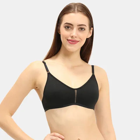 Envie black cotton blend T-shirt bra non padded non wired 3/4th coverage comfort bra