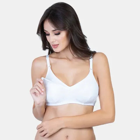 Envie Non-Padded Non-Wired 3/4th Coverage Maternity Bra - NVB1023 (White)