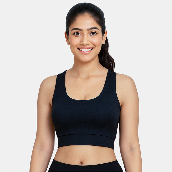 Envie Padded Non-Wired Full Coverage Sports Bra - NVB1122 (Black)