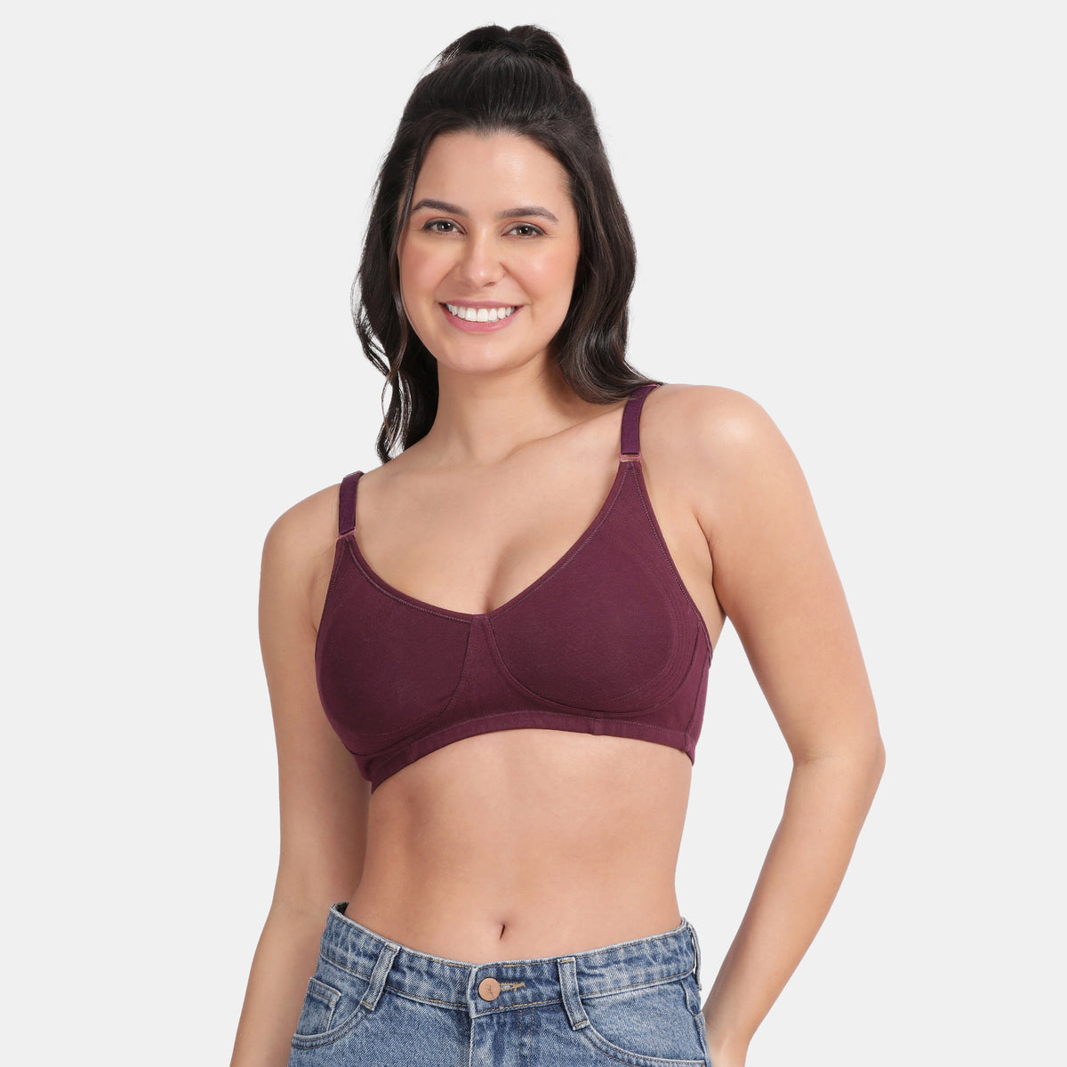 Envie Non-Padded Non-Wired 3/4th Coverage Minimiser Bra - NVB1024 (Wine)