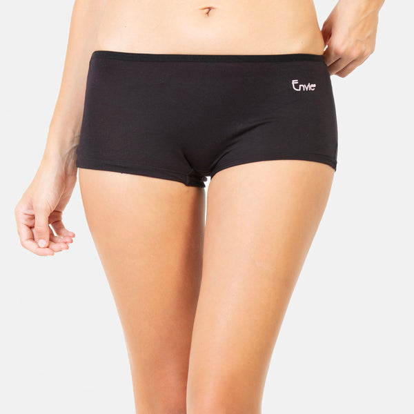 Envie Pack of 2 Regular Fit Mid Rise Boyshorts - NVS5018 (Black)