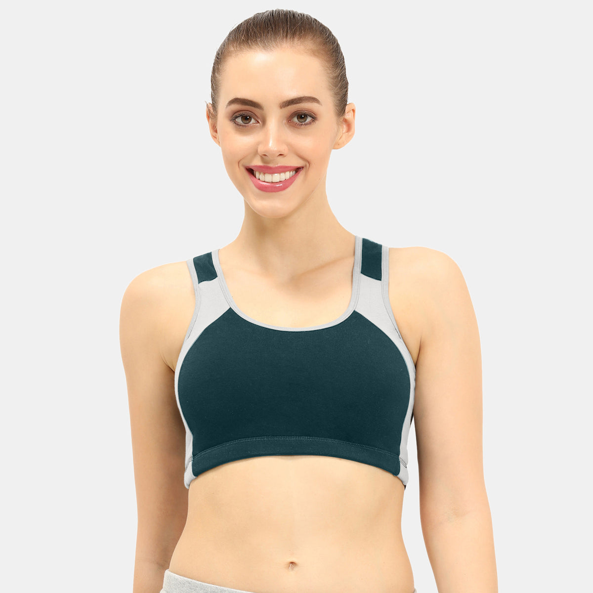 Envie Padded Non-Wired Full Coverage Sports Bra - NVB1051 (Dk Teal Grey Melange)