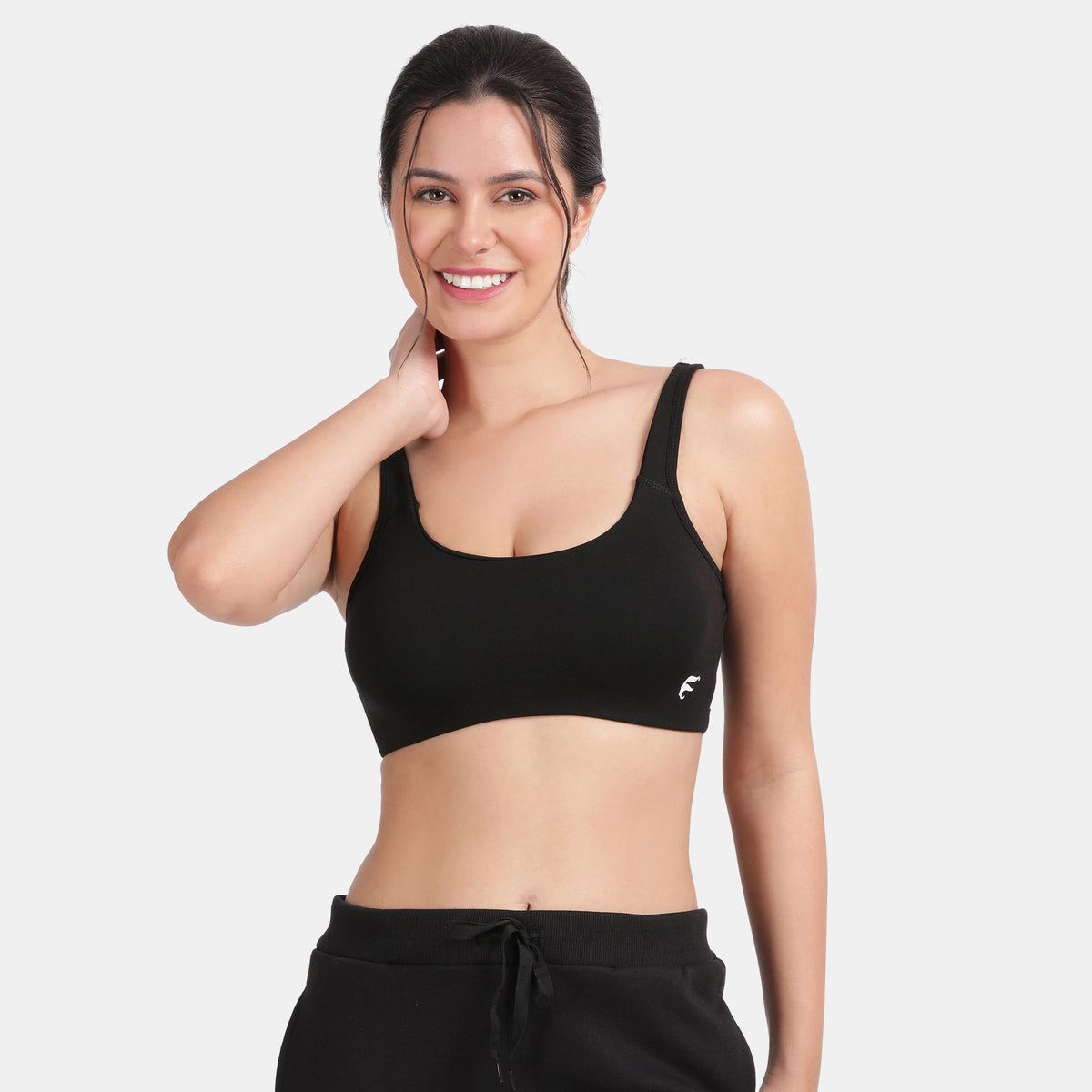 Envie Padded Non-Wired 3/4th Coverage Sports Bra - NVB1123 (Black)