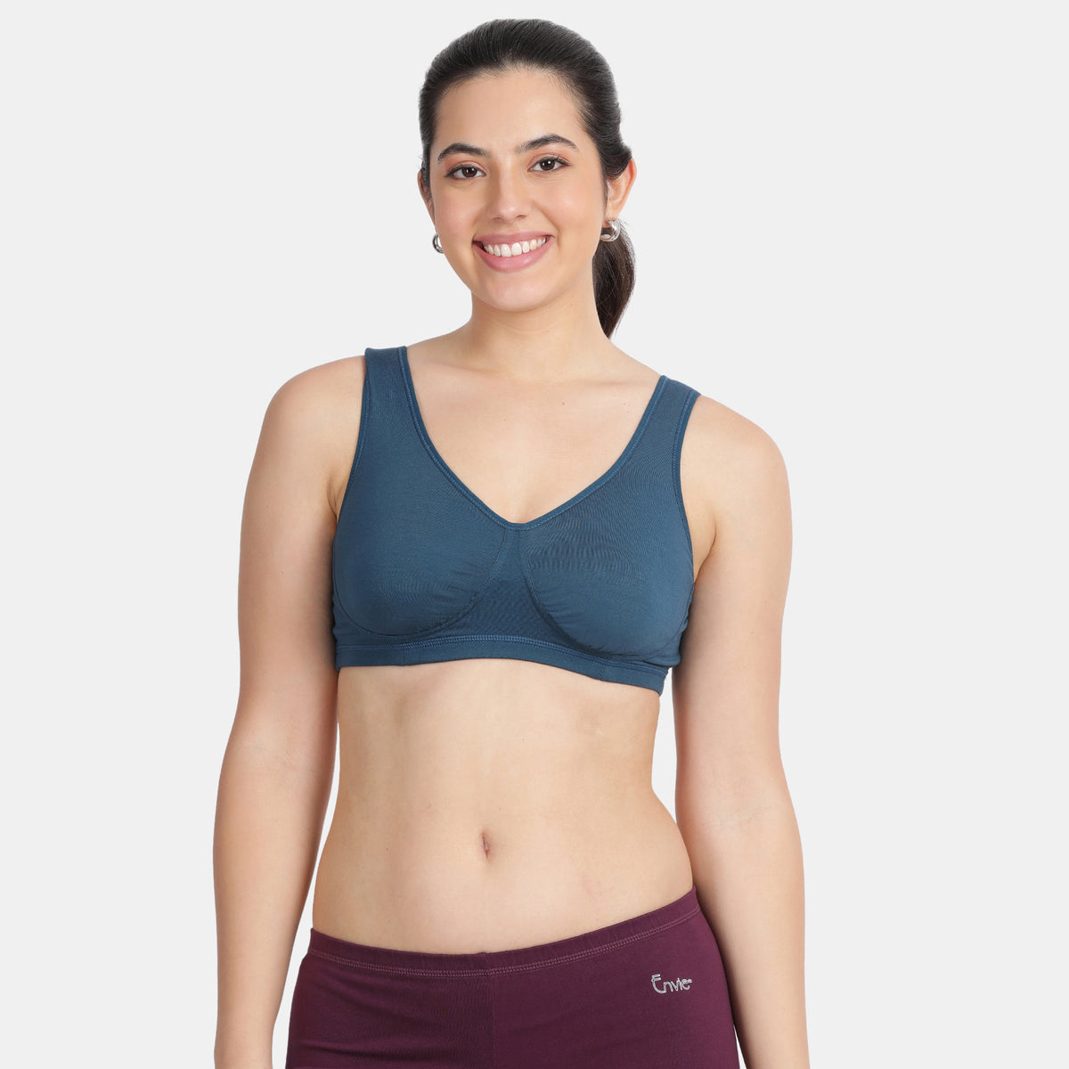 Envie Non-Padded Non-Wired Full Coverage Sleeping Bra - NVB1022 (M Blue)