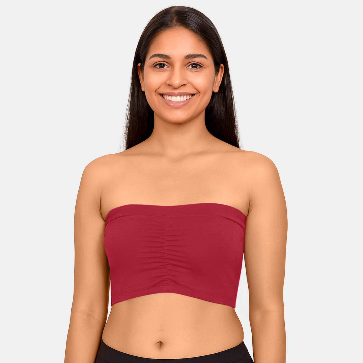 Envie Non-Padded Non-Wired Medium Coverage Bandeau Bra - NVB1144 (Dark Maroon)