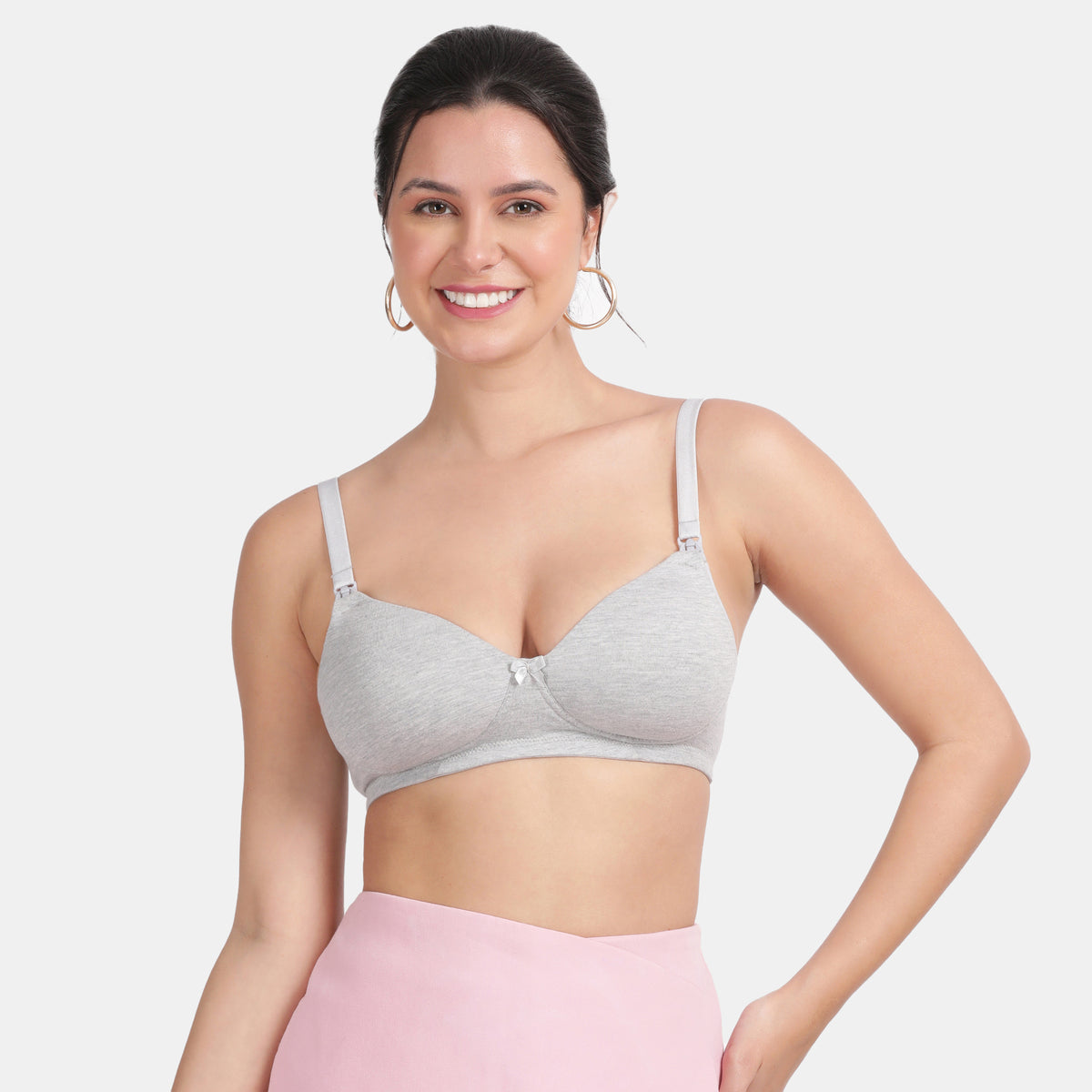 Envie Padded Non-Wired 3/4th Coverage Maternity Bra - NVB1117 (Grey Melange)