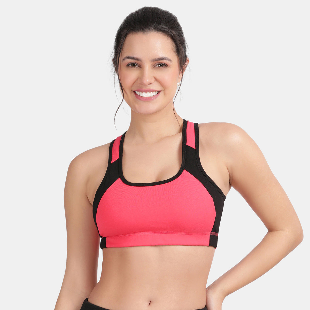 Envie Padded Non-Wired Full Coverage Sports Bra - NVB1051 (Rosebite - Black)