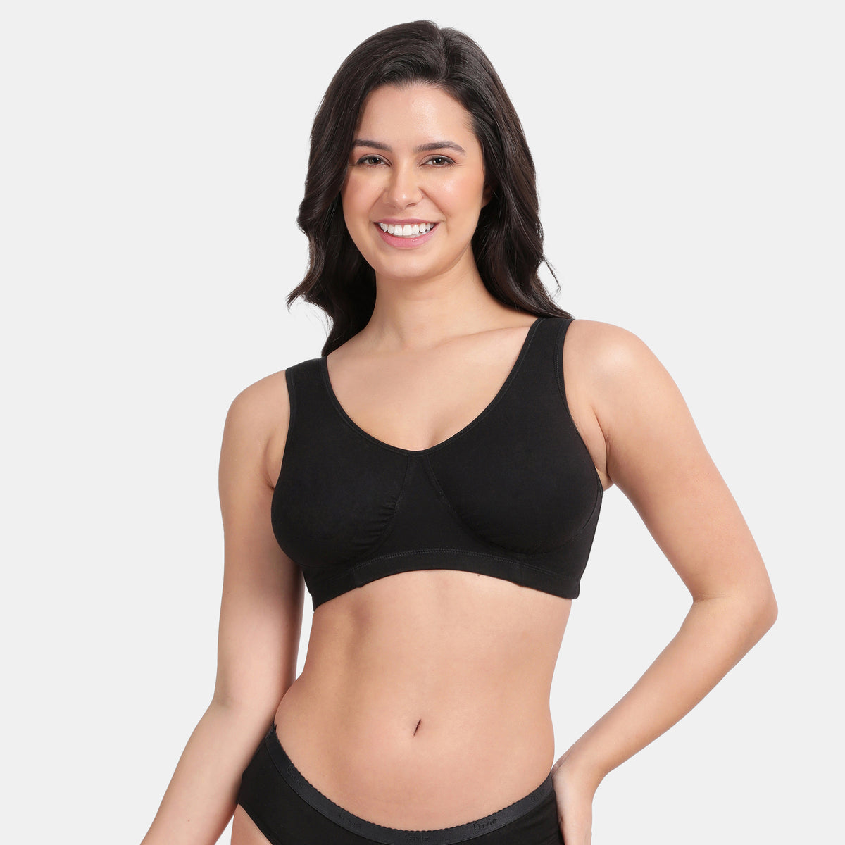 Envie Non-Padded Non-Wired Full Coverage Sleeping Bra - NVB1022 (Black)