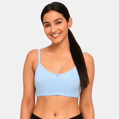 Envie powder blue cotton spandex T-shirt bra non padded non wired moulded 3/4th coverage comfort bra