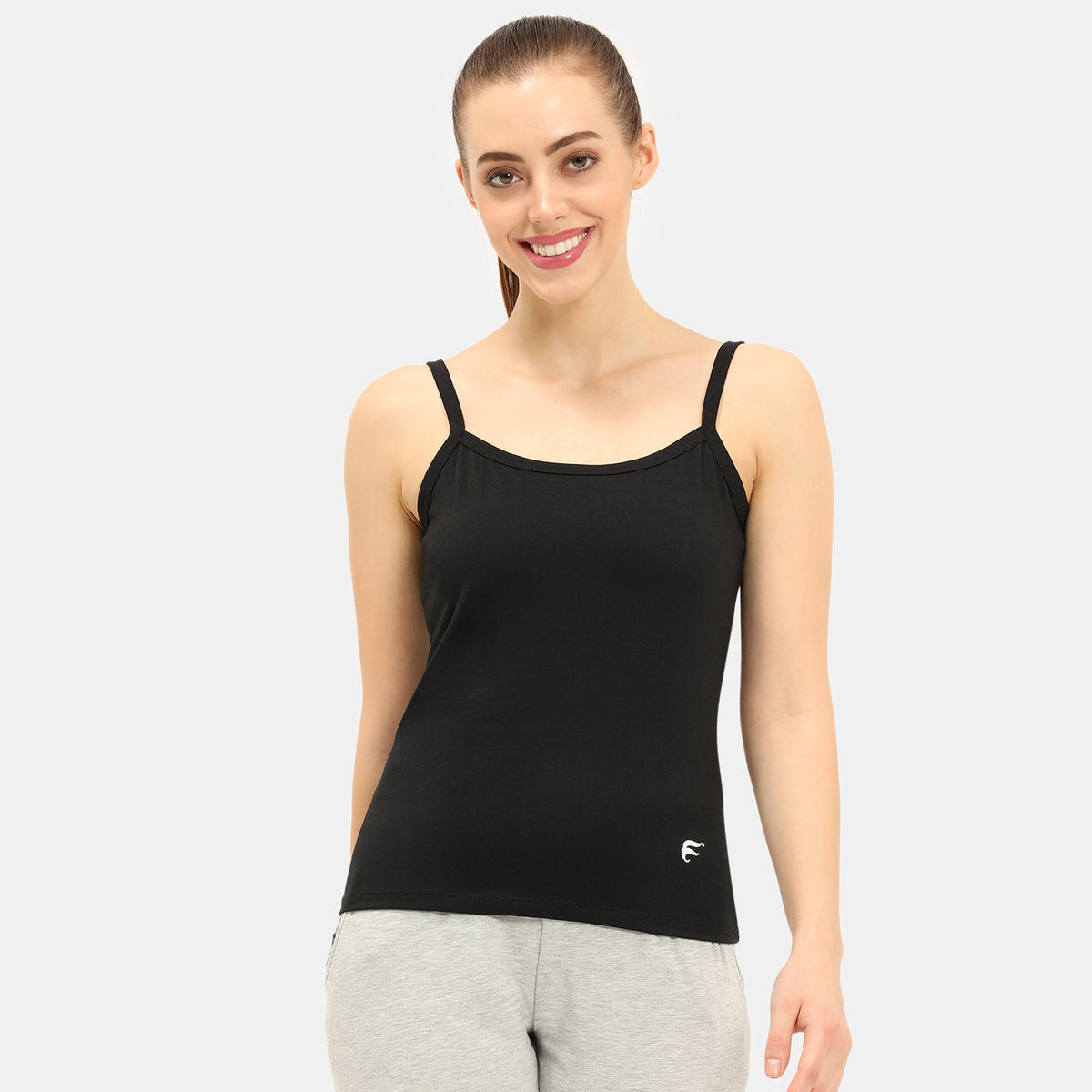 Envie Regular Fit Round Neck Short Length Basic Camisole - NVC3021 (Black)