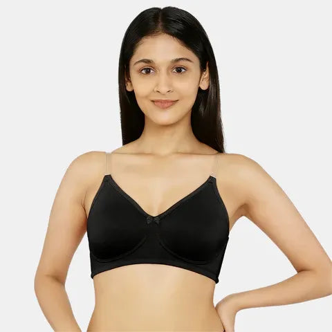 Black 3/4th coverage minimiser bra Envie non padded non wired smooth daily wear lingerie
