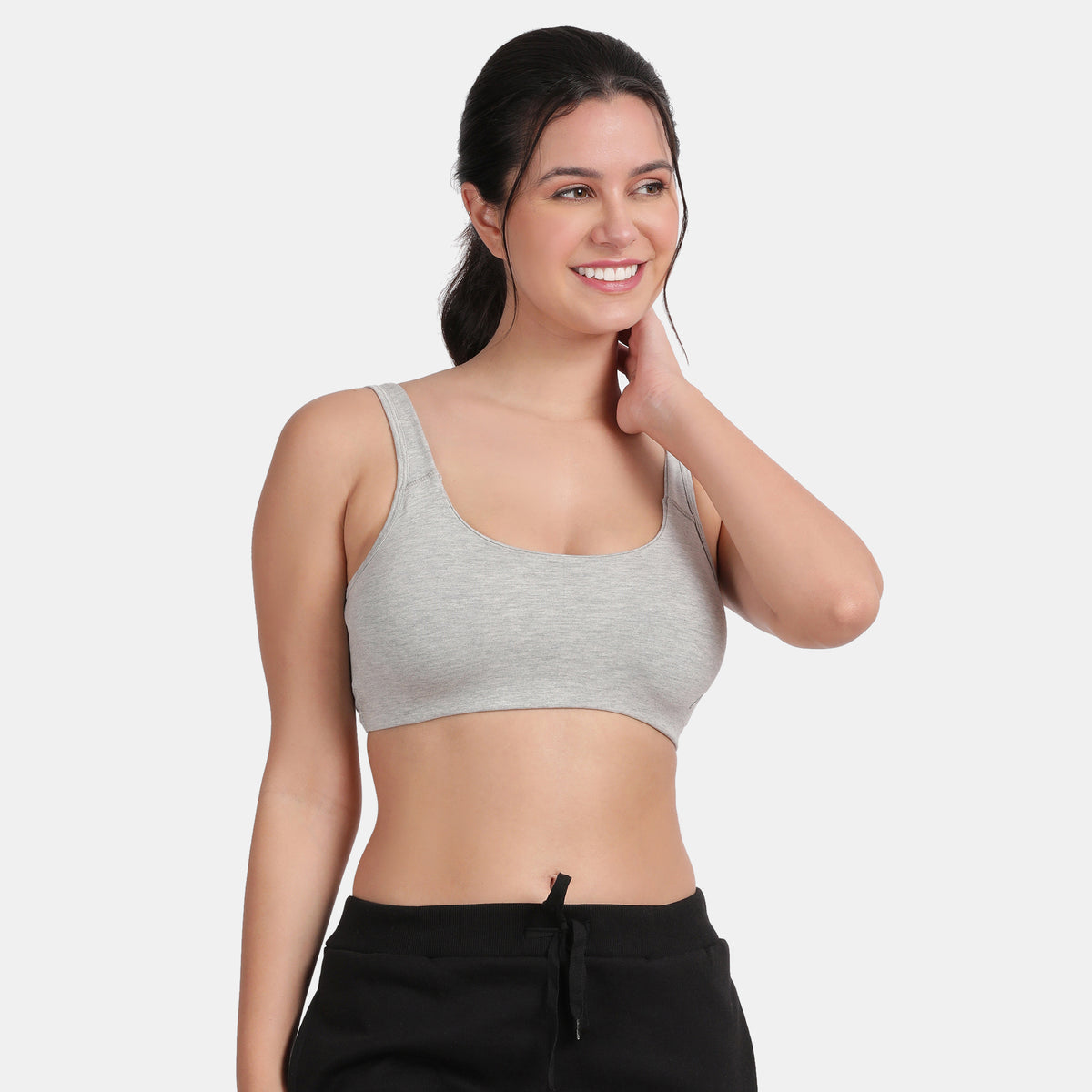 Envie Padded Non-Wired 3/4th Coverage Sports Bra - NVB1123 (Grey Melange)