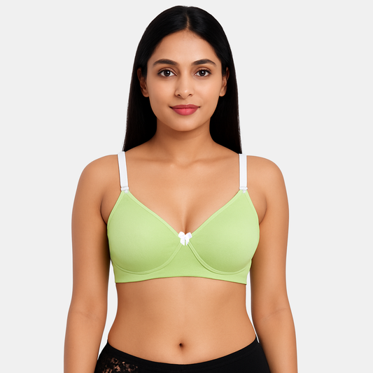 Envie Padded Non Wired Moulded 3/4th Coverage T-shirt Bra - NVB1140 (Fair Green White)