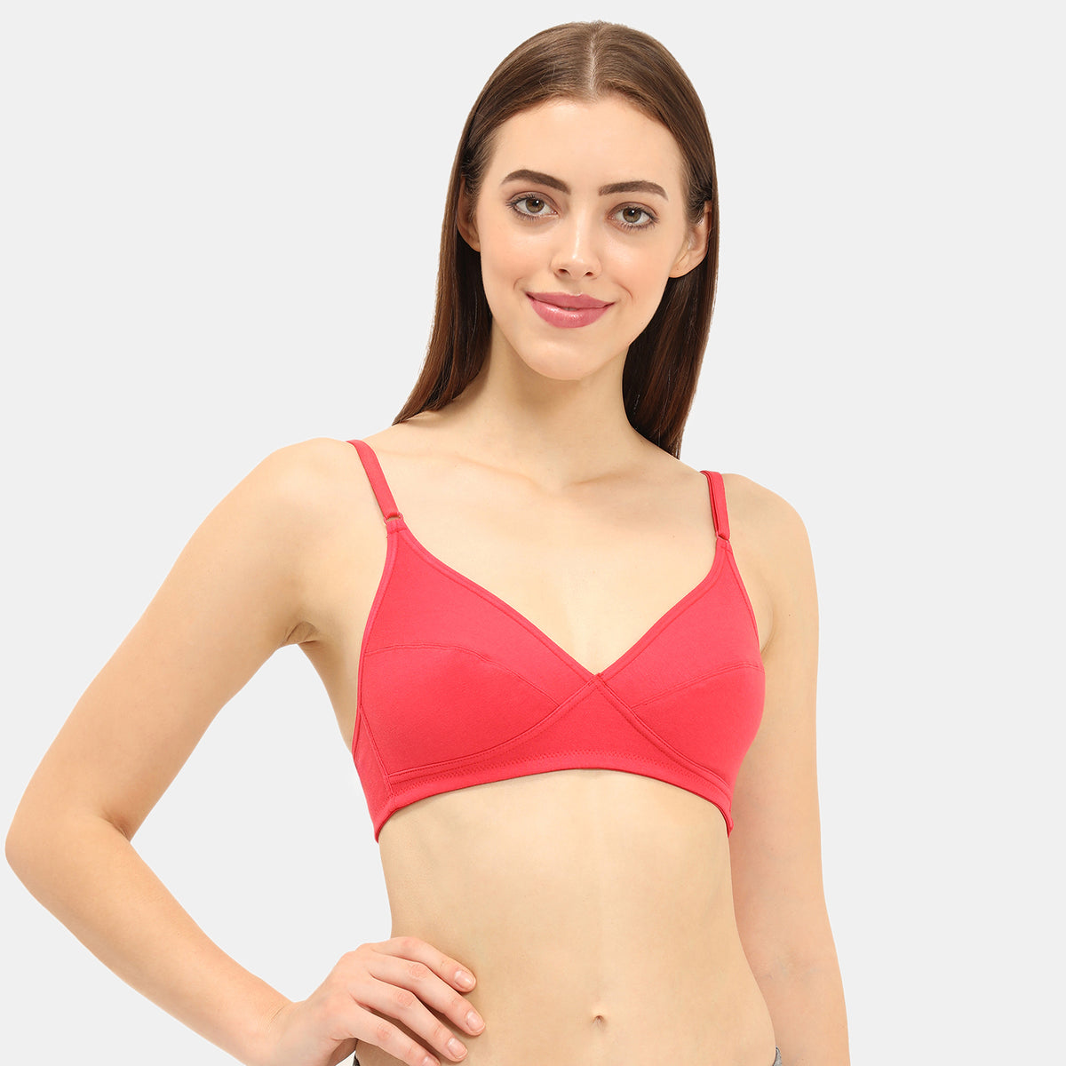 Envie Non-Padded Non-Wired 3/4th Coverage Minimiser Bra - NVB1083 (Red)