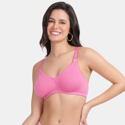 Non padded non wired maternity bra Envie NVB1023 pink 3/4th coverage gentle support pregnancy bra