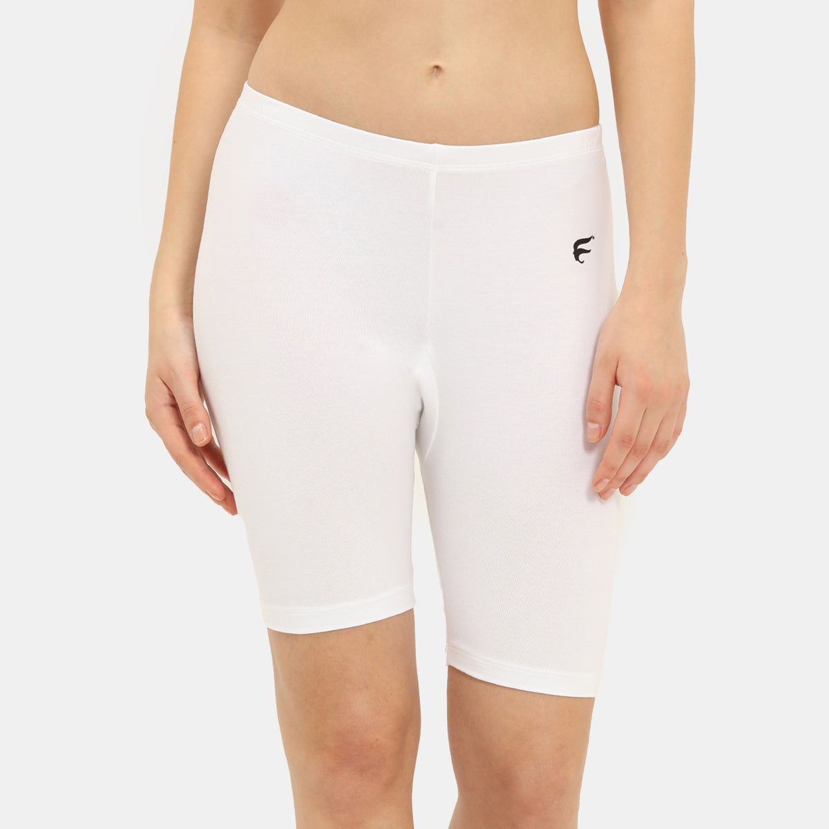 Envie Hugged Fit Thigh Length Cycling Shorts - NVS5025 (White)