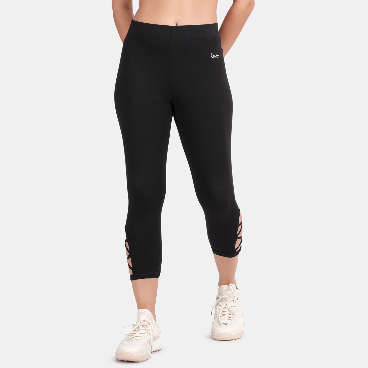 Envie Hugged Fit 3/4th Length Criss Cross Capri Pant - NVCP6005