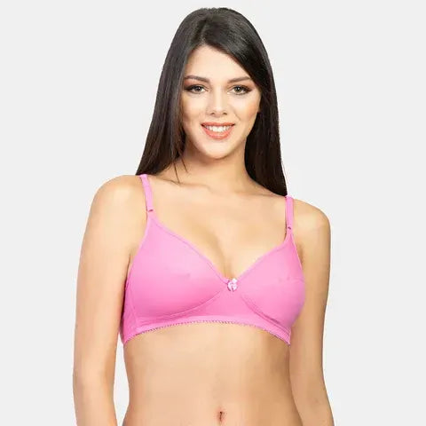 Non padded non wired minimiser bra Envie NVB1001 pink breathable fabric everyday support bra for women