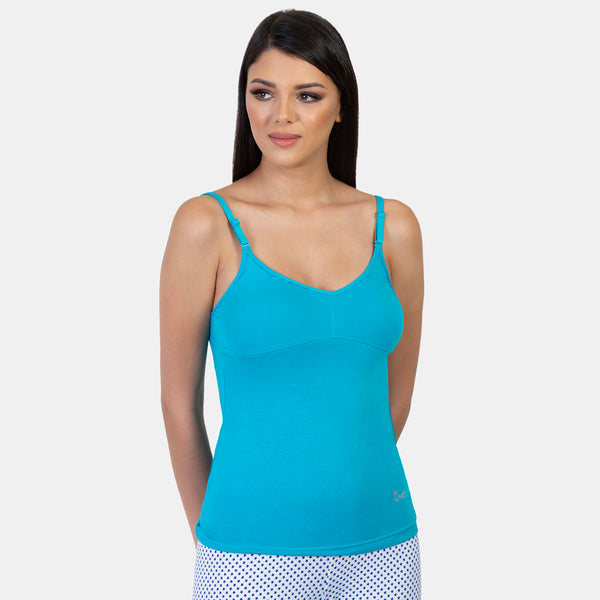 Envie Pack of 2 Regular Fit V-Neck Short Length Moulded Camisole - NVC3004 (Blue Curacao)