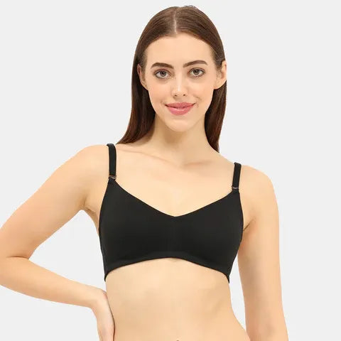 Black t shirt bra Envie non wired non padded full coverage seamless bra invisible under clothes daily wear