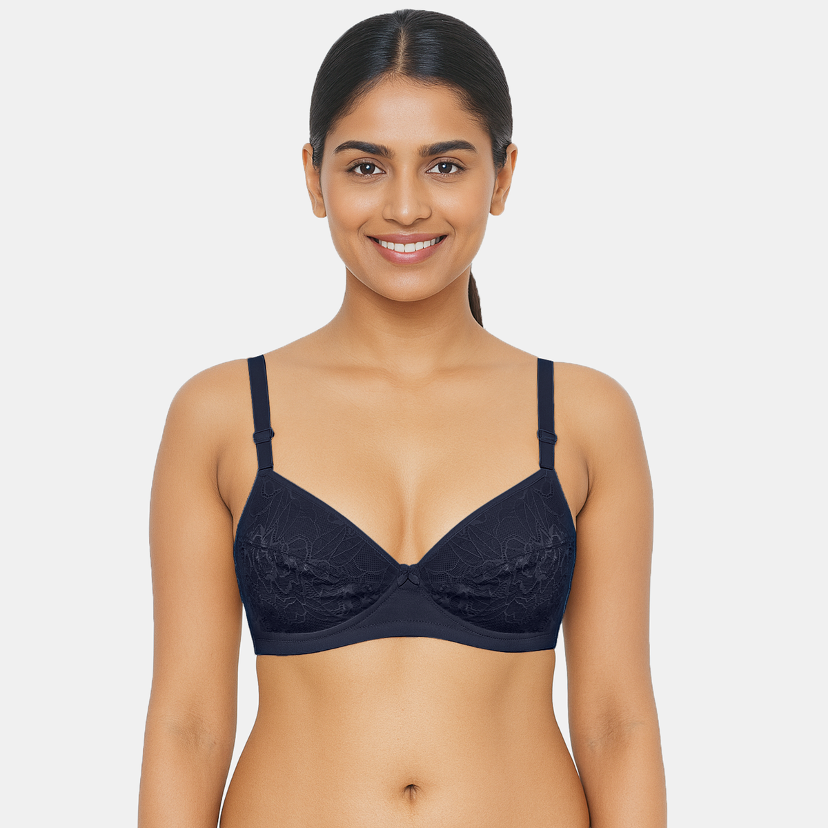 Envie Non-Padded Non-Wired 3/4th Coverage Lace Bra - NVB1133 (Navy)