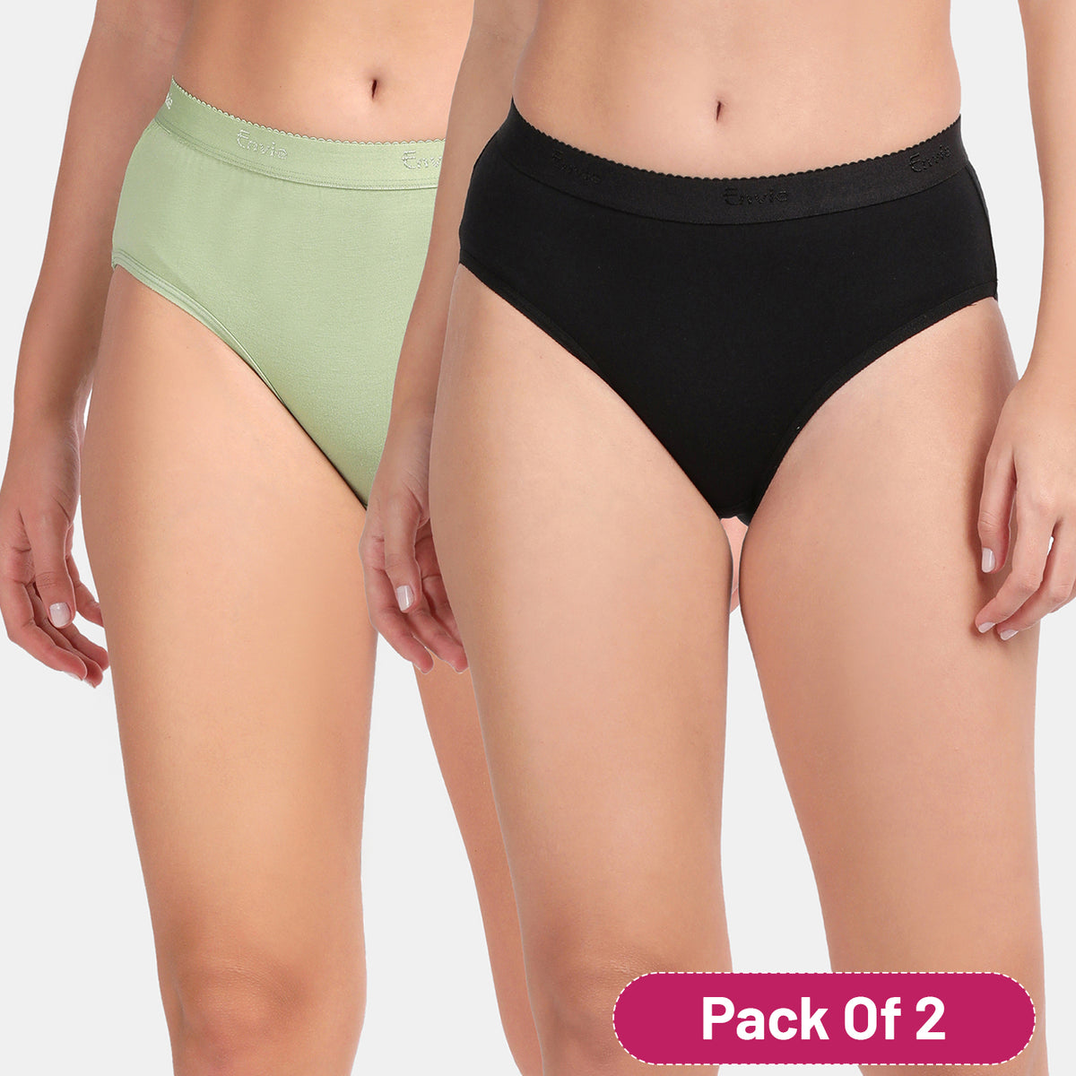 Envie Medium Rise 3/4th Coverage Hipster (Pack of 2) - NVP2054 (Black Green)