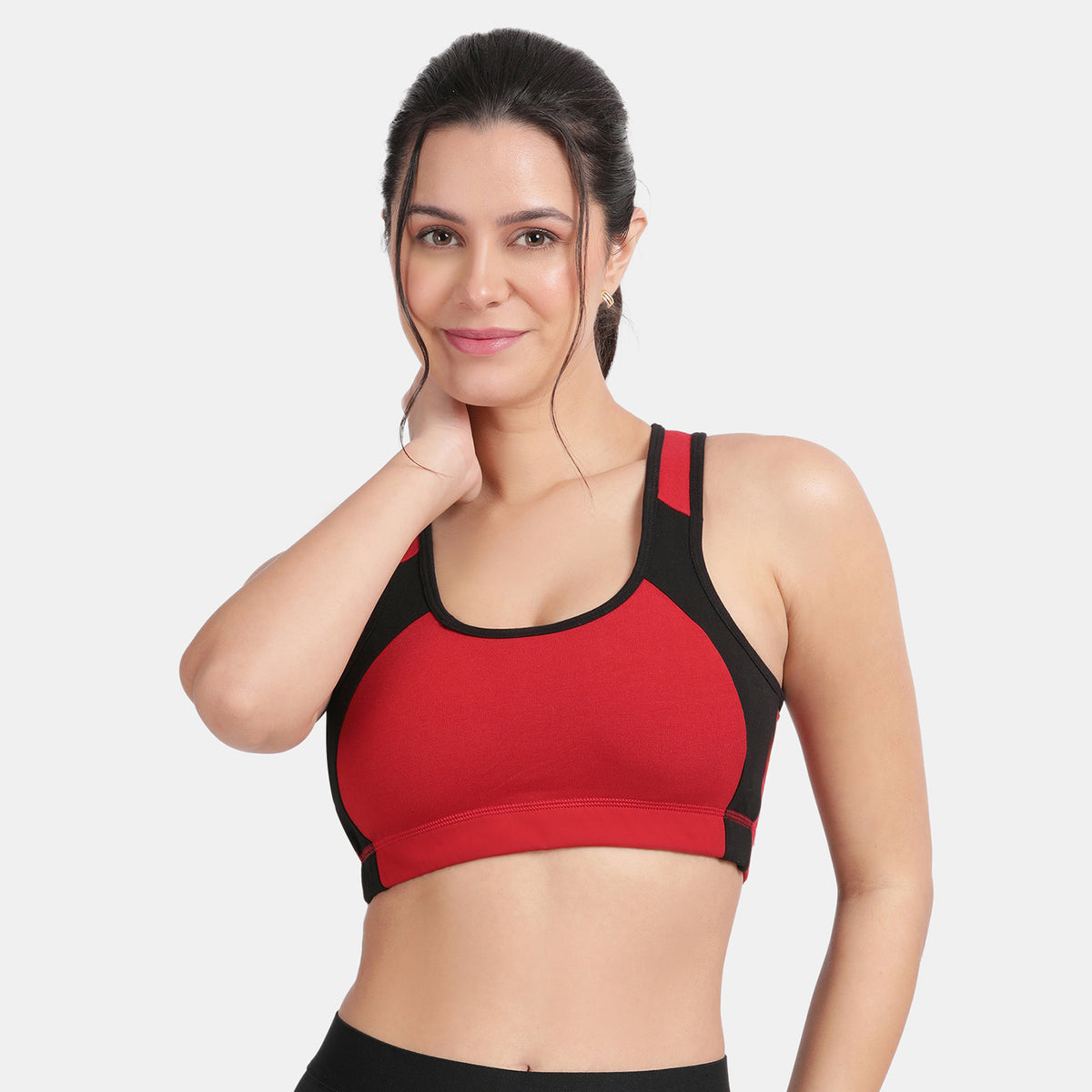 Envie Padded Non-Wired Full Coverage Sports Bra - NVB1051 (Maroon Black)