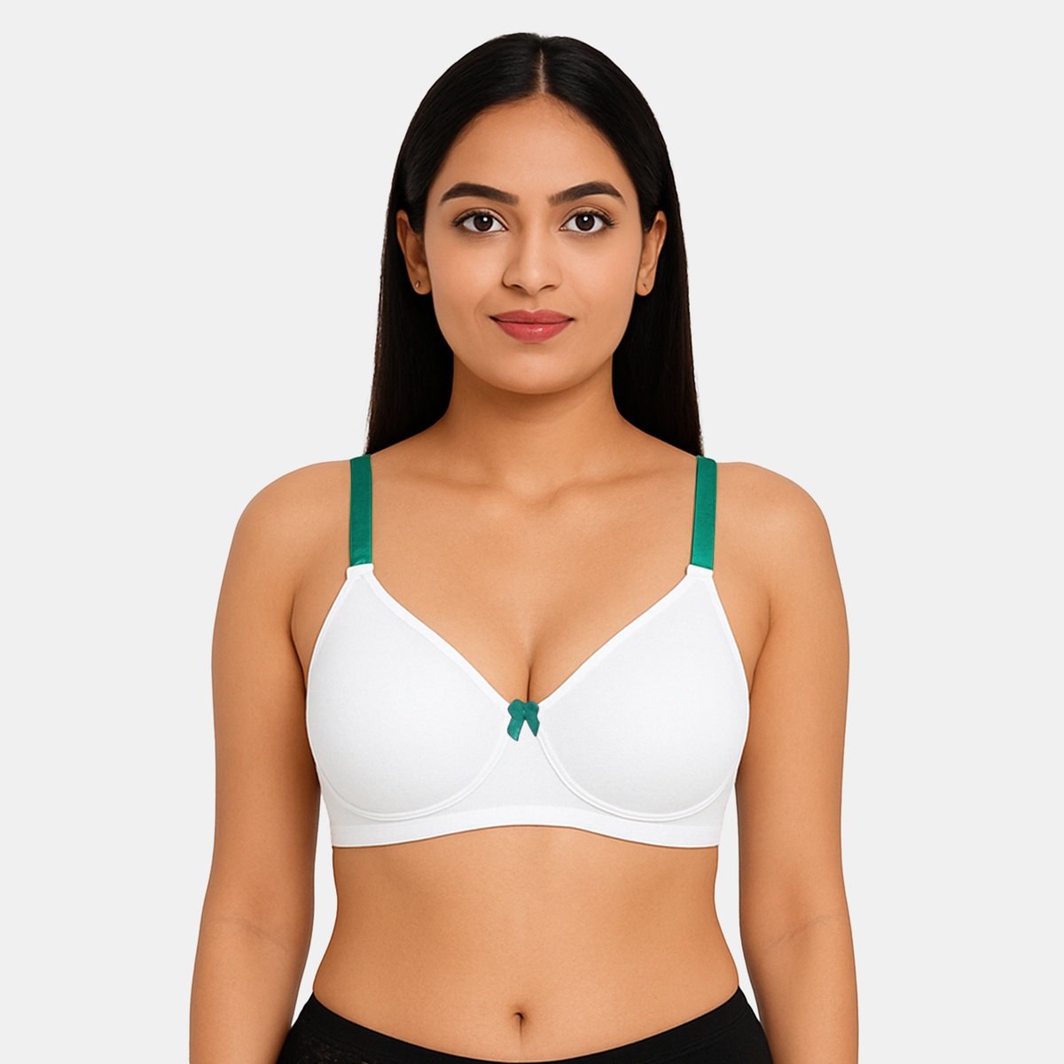 Envie Padded Non Wired Moulded 3/4th Coverage T-shirt Bra - NVB1140 (Green White)