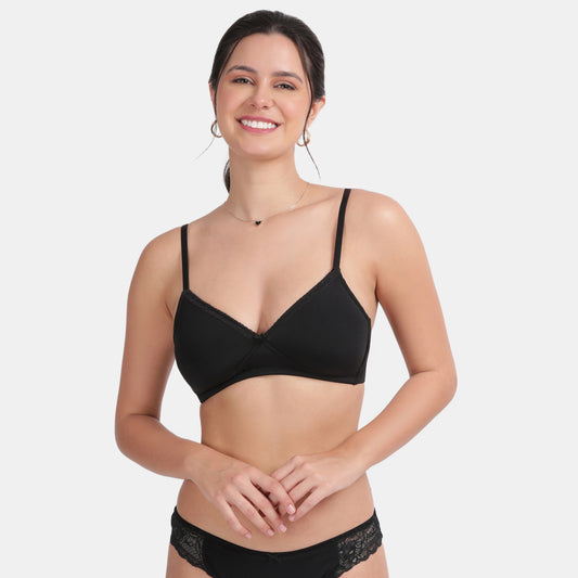 Envie Padded Non-Wired 3/4th Coverage T-Shirt Bra - NVB1128 (Black)