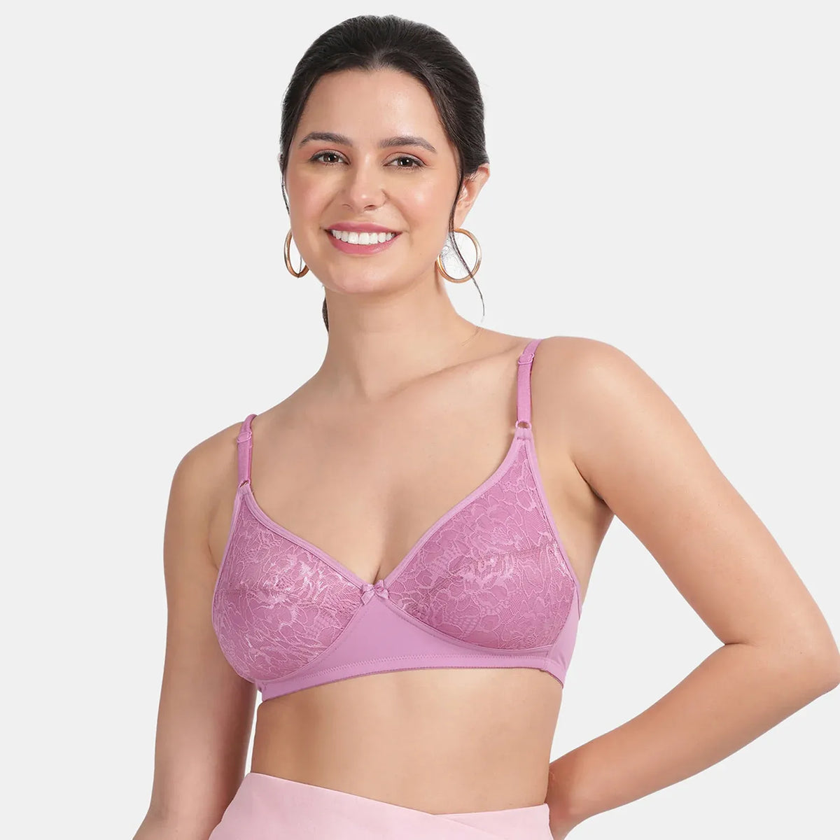 Envie Non-Padded Non-Wired 3/4th Coverage Lace Bra - NVB1133 (Mauve Mist)
