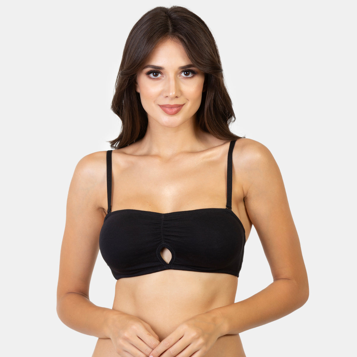 Envie Non-Padded Non-Wired Medium Coverage Bandeau Bra - NVB1027 (Black)