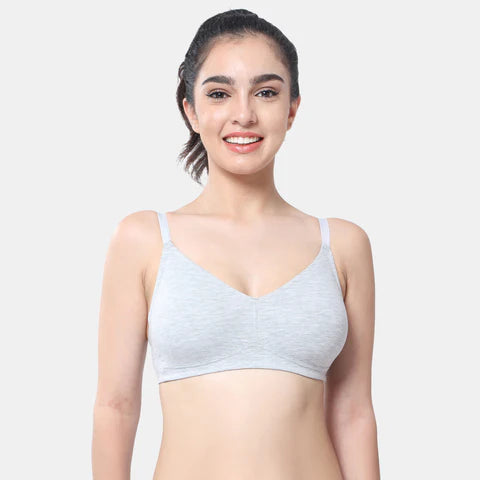 Grey melange t shirt bra Envie non wired non padded full coverage seamless bra invisible under clothes daily wear