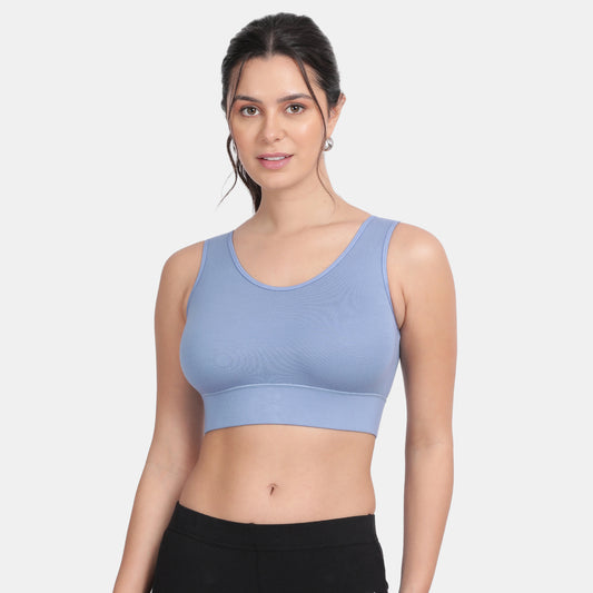 Envie Padded Non-Wired Full Coverage Sports Bra With Removable Padding - NVB1127 (Blue)