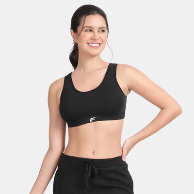 Envie Non-Padded Non-Wired Full Coverage Sports Bra - NVB1055 (Black)