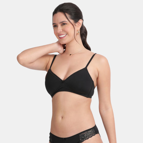 Envie Padded Non-Wired 3/4th Coverage T-Shirt Bra - NVB1128 (Black)
